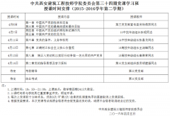 中共西安建筑工程技师学院委员会第三十四期党课学习班授课时间安排（2015-2016学年第二学期）